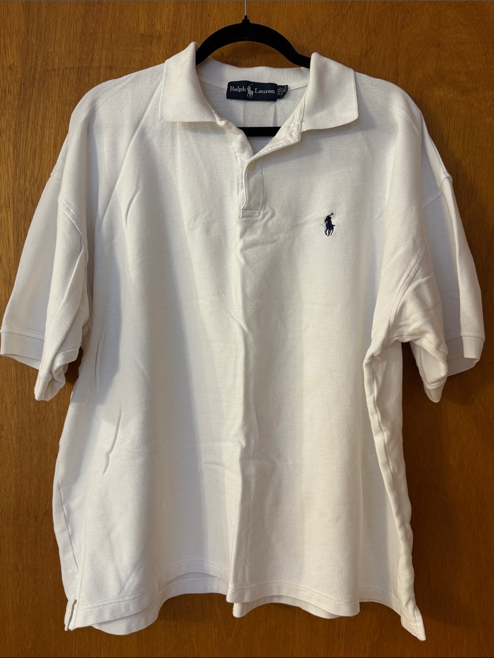 Ralph Lauren White Polo with Navy Pony Embroidery